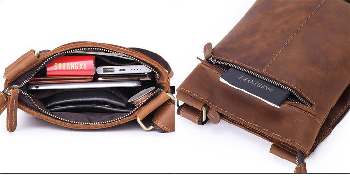 Outdoor Casual Men'S Leather Multifunctional Bag Shoulder Messenger Bag Korean Leather Business