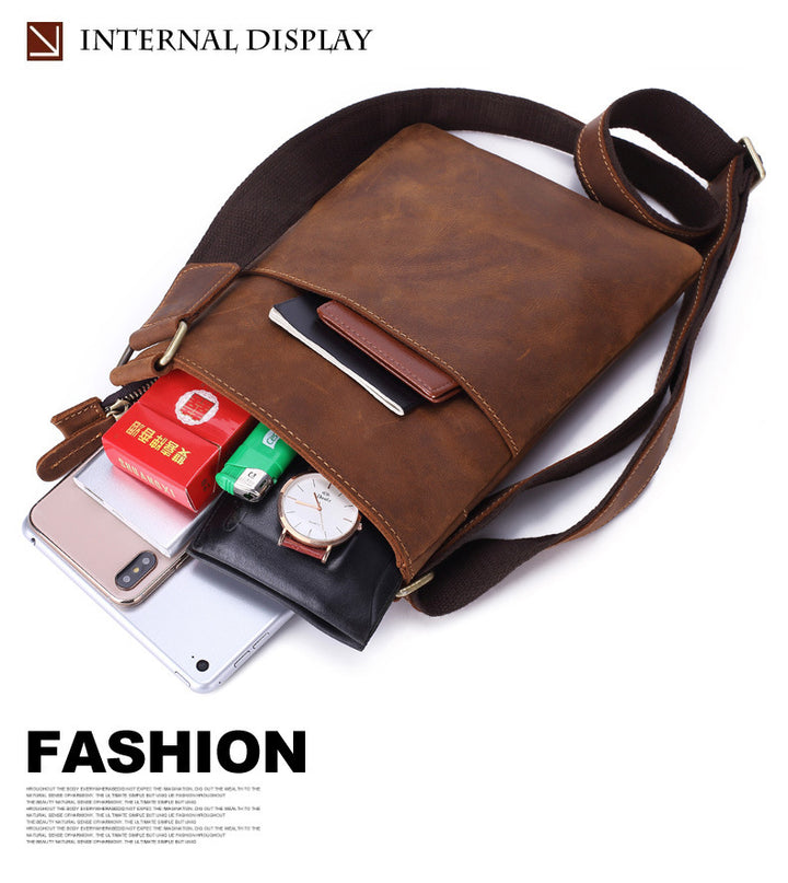 Outdoor Casual Men'S Leather Multifunctional Bag Shoulder Messenger Bag Korean Leather Business