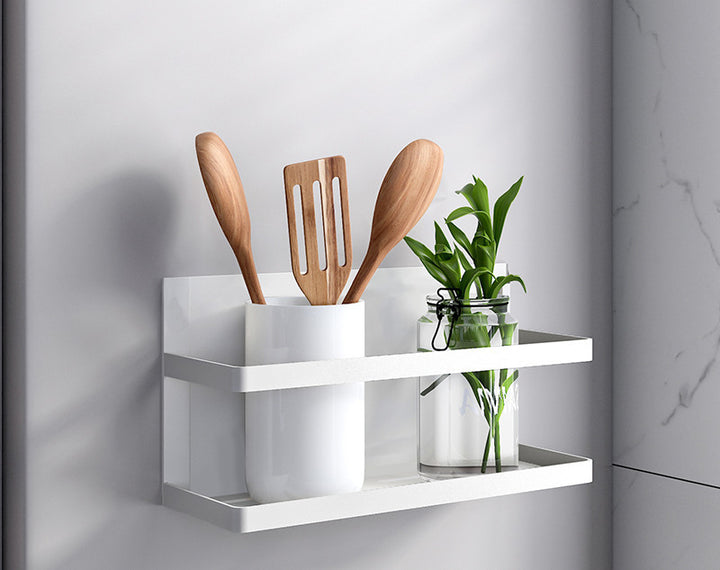 Kitchen Refrigerator Magnetic Suction Shelf Side Storage Box Magnetic Iron Wall Hanging Seasoning Shelf Side Plastic Bag Hanger