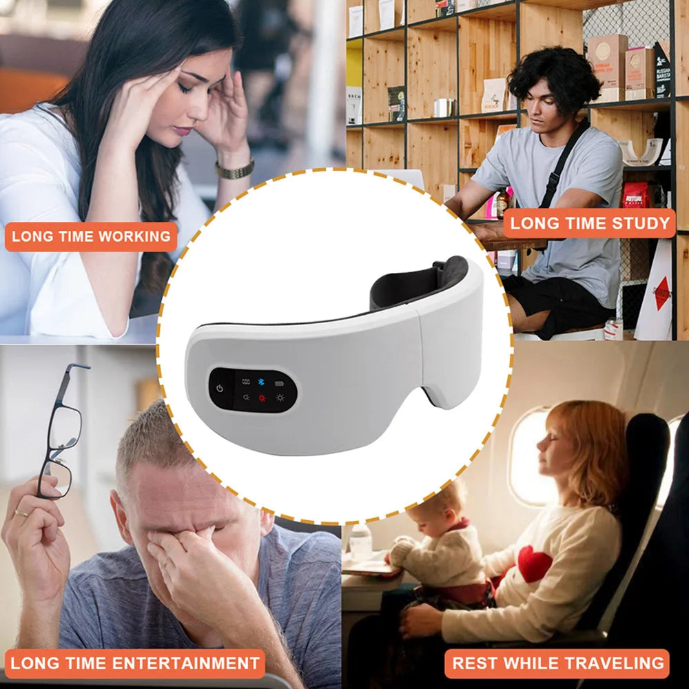 Smart Eye Massager with Heat, Vibration, and Bluetooth for Relaxation & Better Sleep