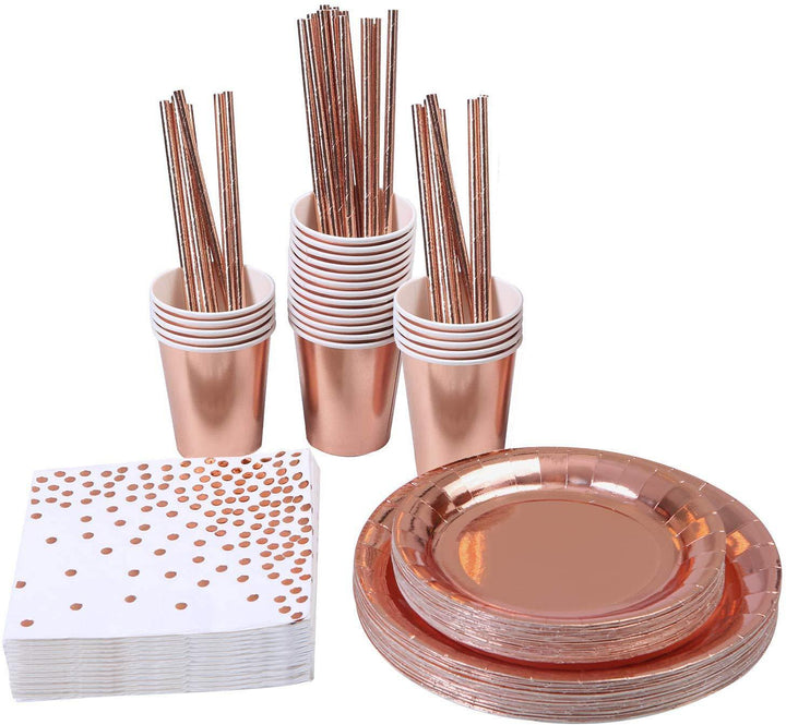 Rose Gold Bronzing Disposable Tableware Set