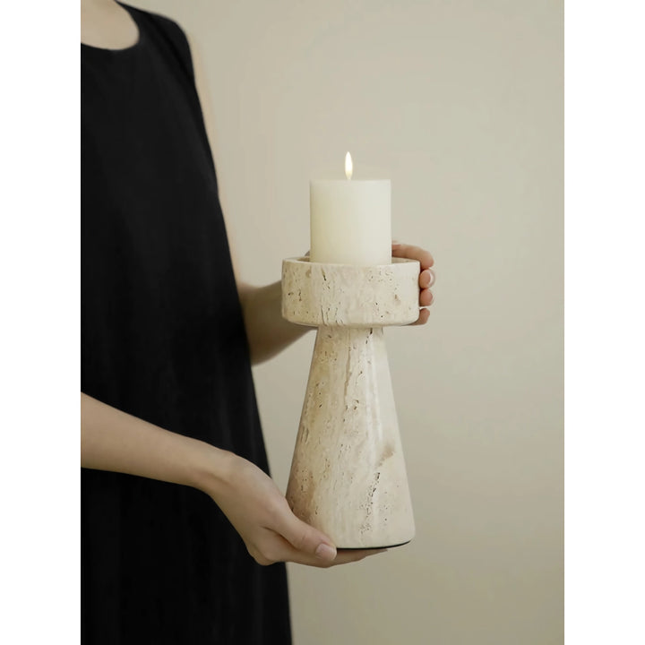 Minimalist Travertine Marble Candle Holder for Elegant Decor