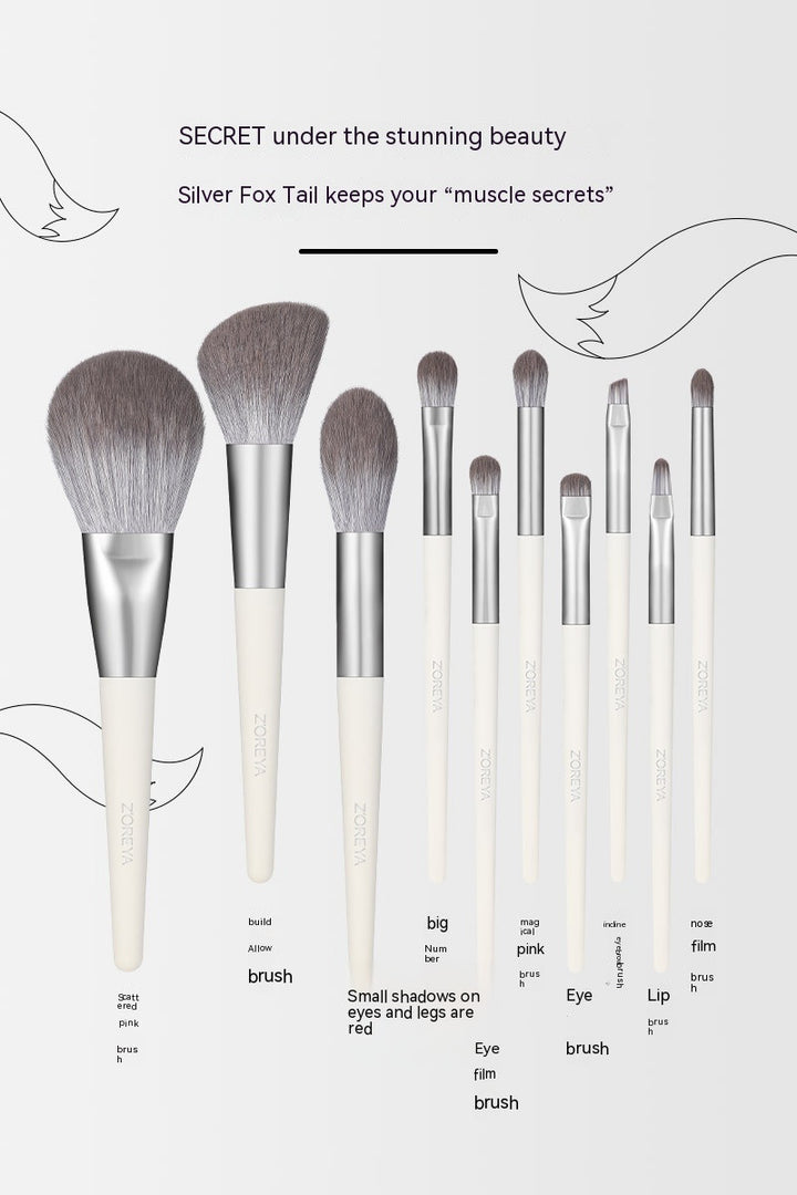 Anti-raw Fox Tail Nano Micro-carved Storage Bag Makeup Brush Suit