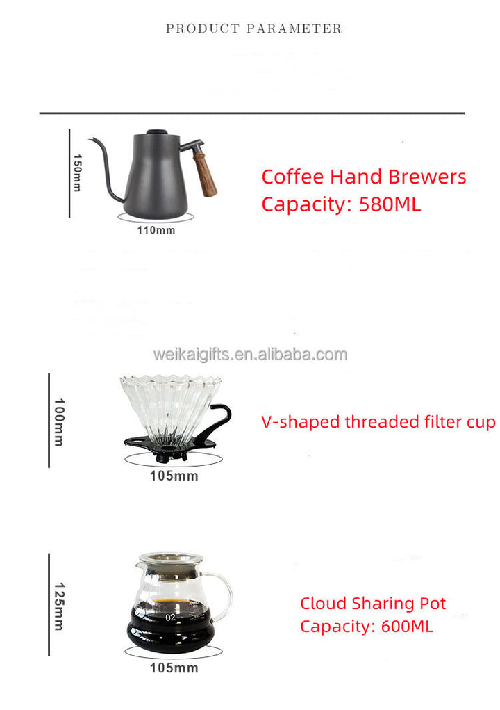 Manual Grinder Hand Wash Pot Double Layer Glass Cup Electronic Scale Coffee Suit