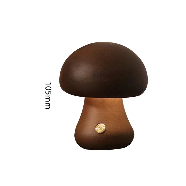 Charming Touch-Control LED Mushroom Night Light - Wooden Bedside Lamp with USB Charging