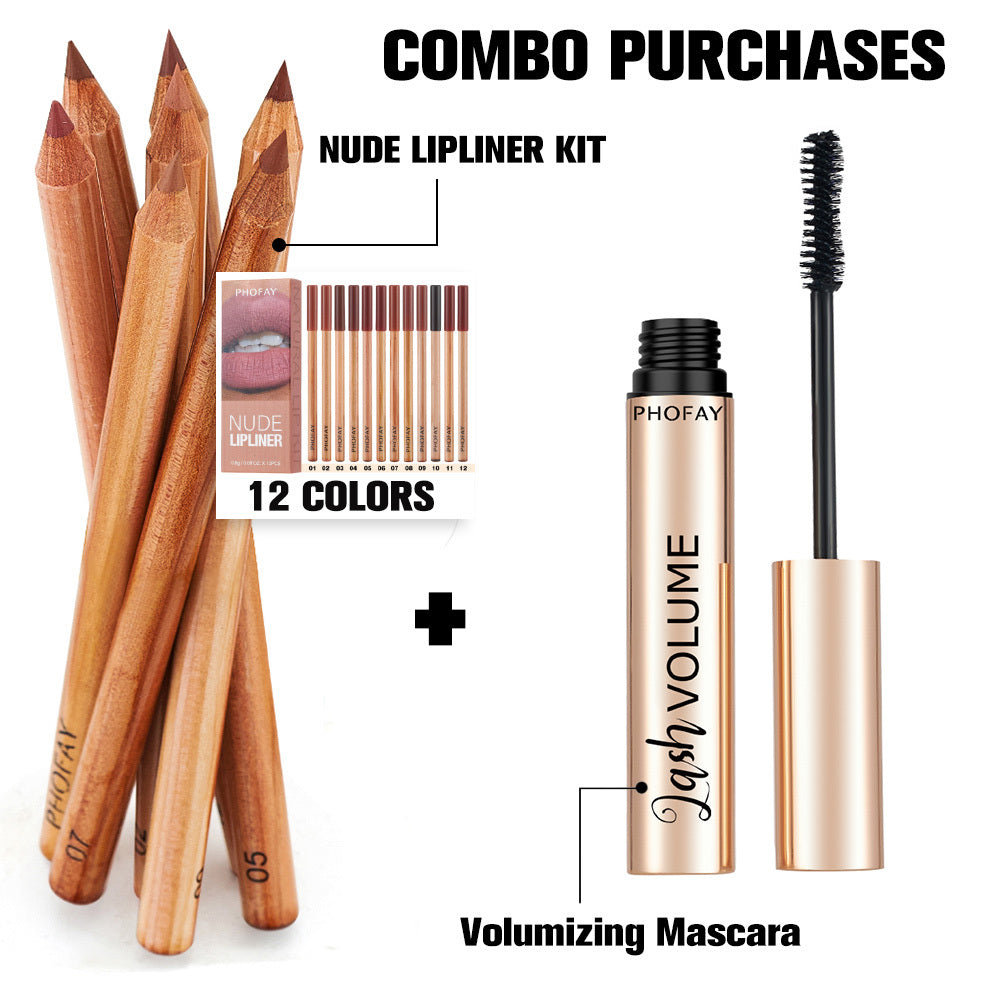 PHOFAY Volumizing Mascara And Nude Lipliner Kit