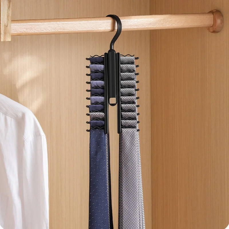 Rotatable Tie and Belt Hanger with 20 Clips