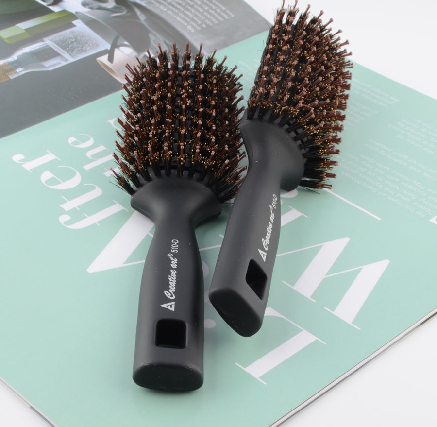 Black Detangling Pompadour Hair Brush with Long Handle