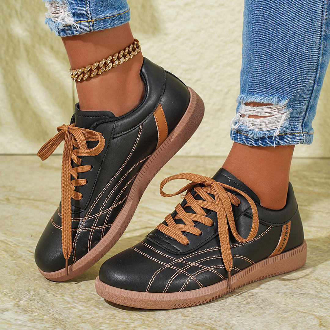 Retro Lace-Up Sneakers Fashion Casual Thick-soled Sports Shoes For Women Round Toe Slip On Casual Shoes