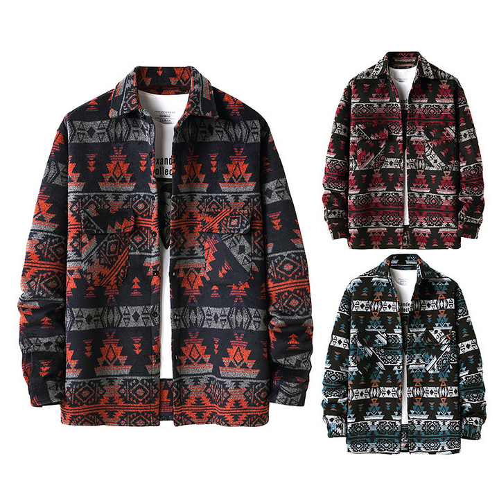 Mens Vintage Tree Printing Long Sleeve Casual Shirts