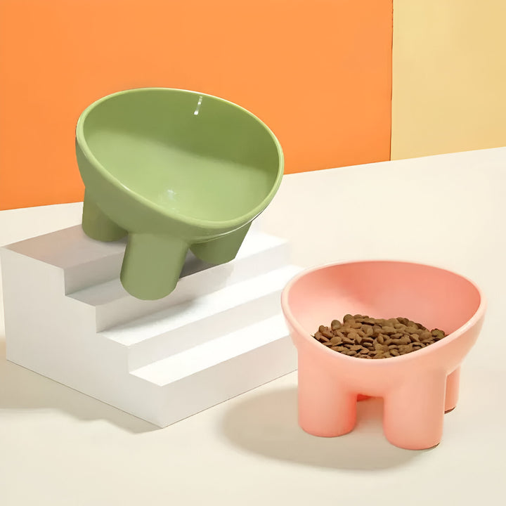 Elevated High Foot Pet Bowl with Neck Protector and Anti-Tip Design