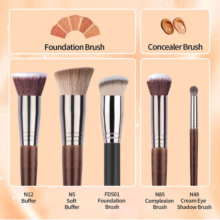 High-Quality Synthetic Hair Foundation & Concealer Makeup Brush Set