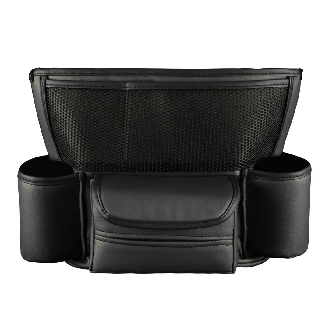 Luxury Leather Car Seat Organizer with Cup Holder & Tissue Pocket