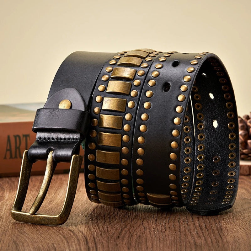 Punk Rock Rivet Studded Belts with Geometry Pattern