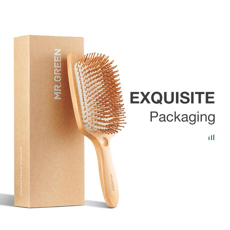 Natural Beech Wood Wide Board Massage Hairbrush