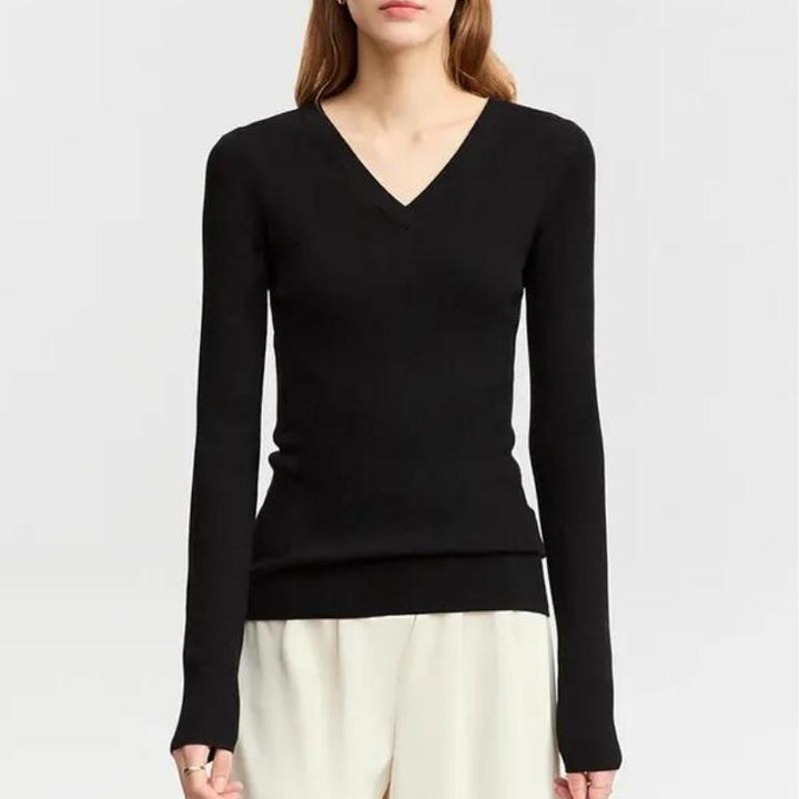 Autumn Slim V-neck Wool Sweater