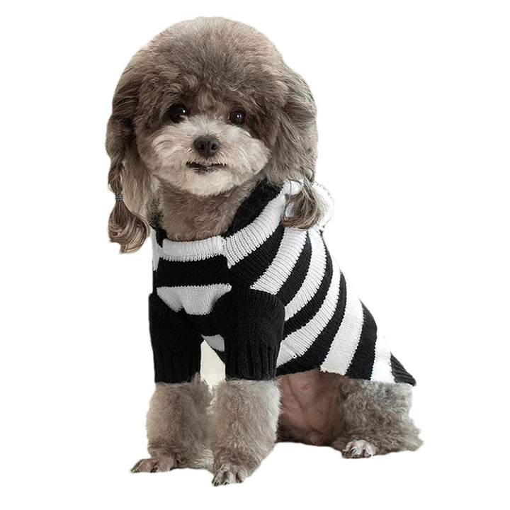 Cozy Knitted Dog Sweater for Small to Medium Dogs - Striped, Winter Warm Pet Clothing