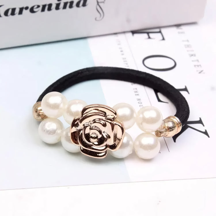 Chic Pearl Floral Elastic Hair Bands