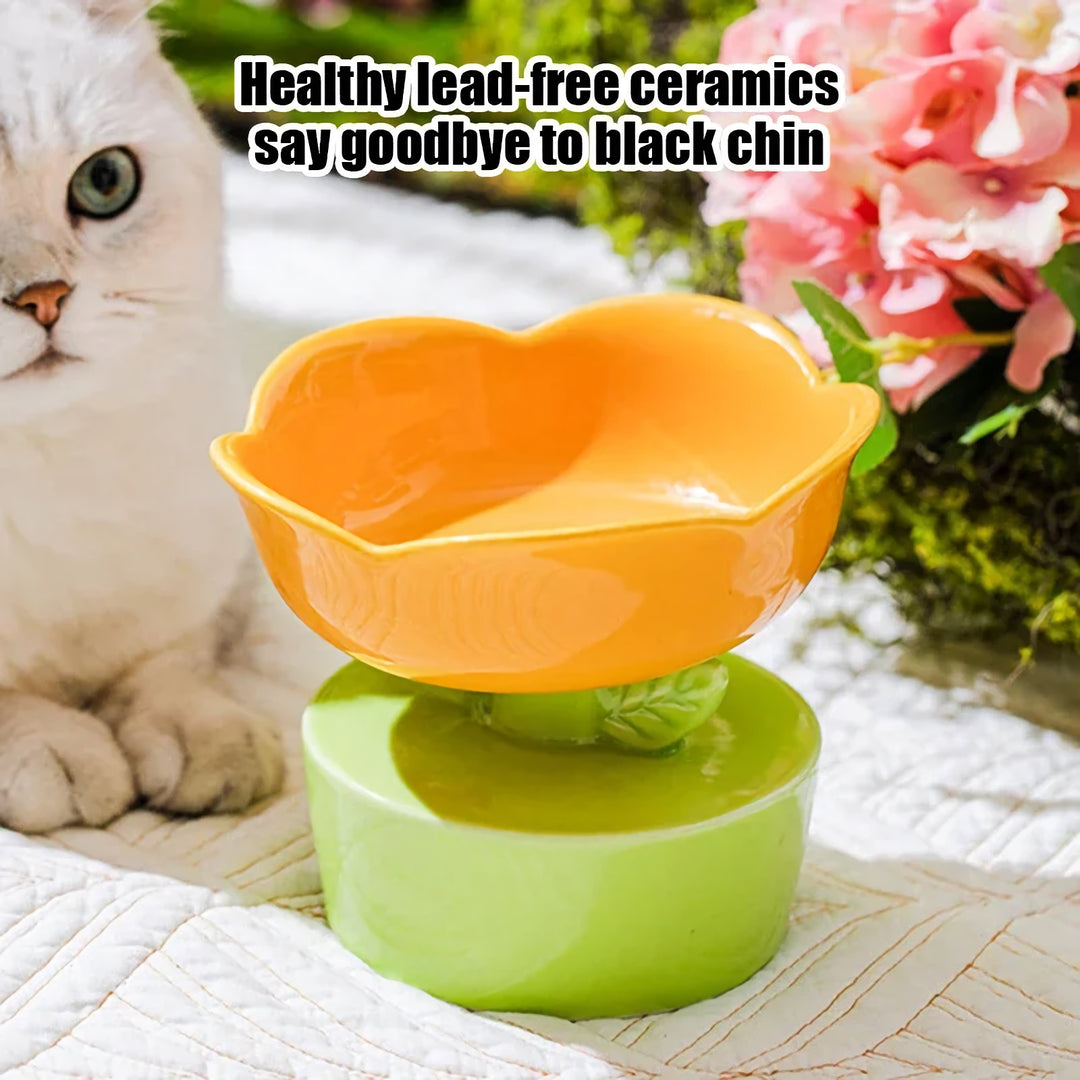 Flower-Shaped Ceramic Pet Bowl