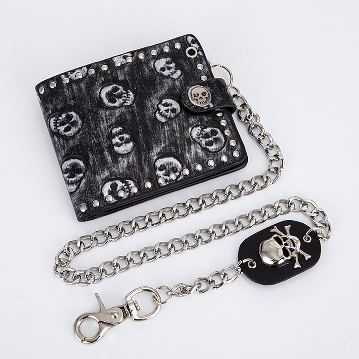 Punk Rock Wallet Skull Anti-theft Chain Clutch