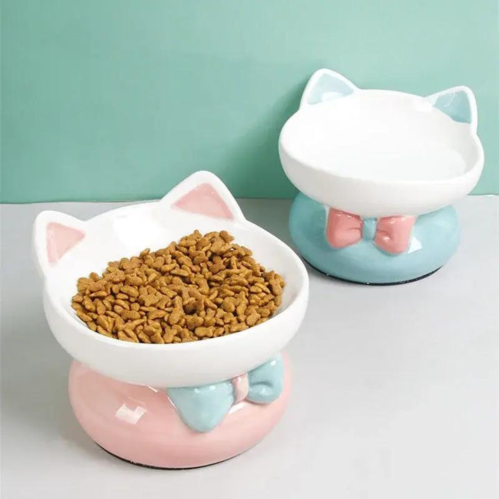 Cute Ceramic Elevated Cat Bowl