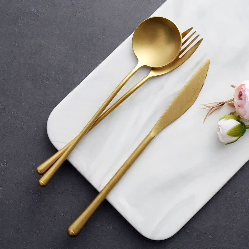 Vintage Gold Stainless Steel Cutlery Set