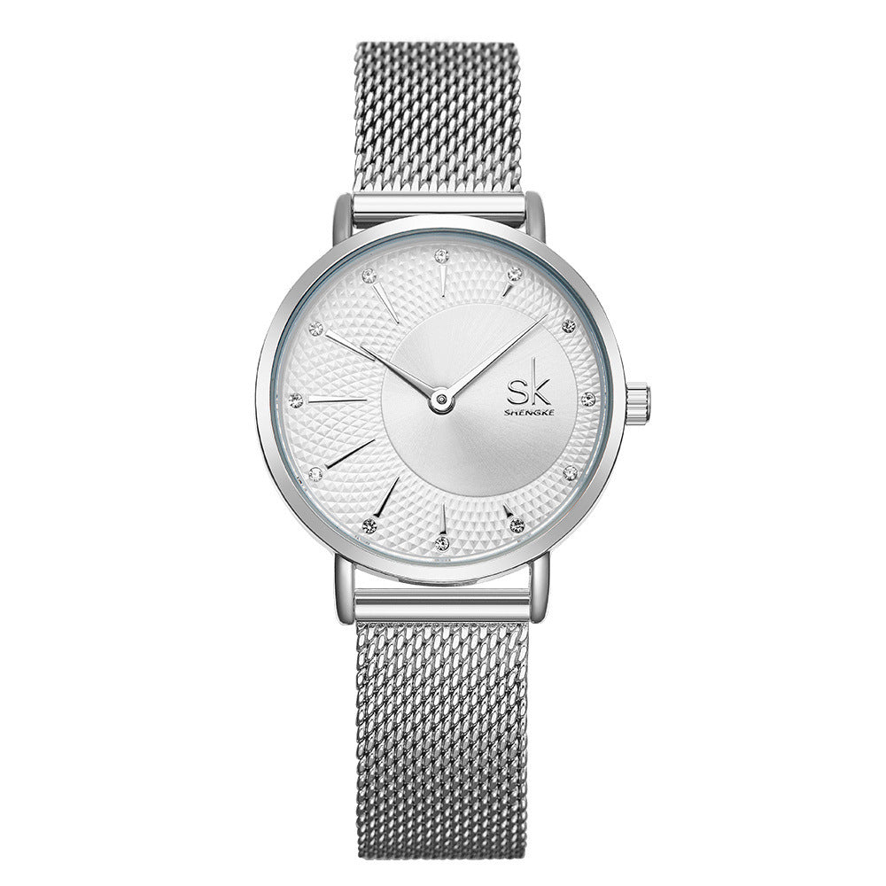 Steel mesh belt diamond watch