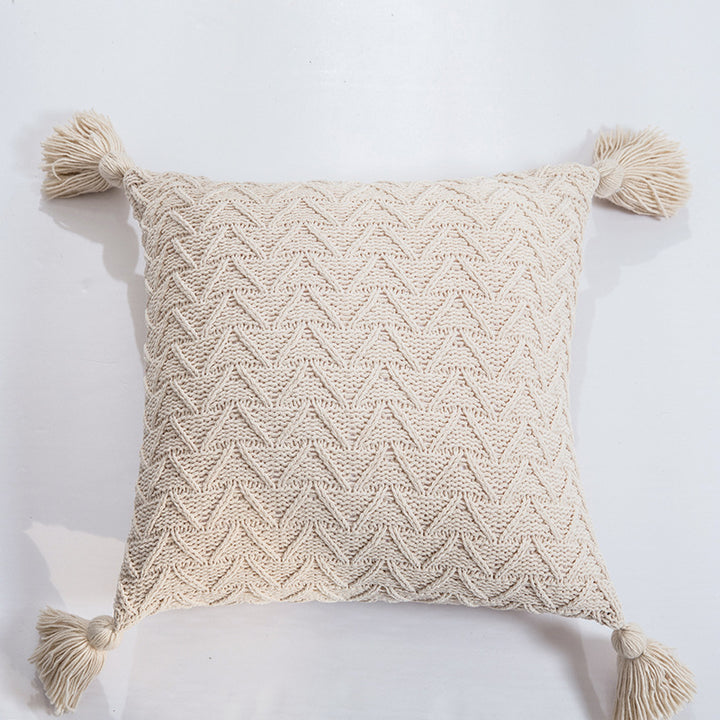 Soft Chenille Knitted Pillow Cover - Nordic Tassel Cushion Case