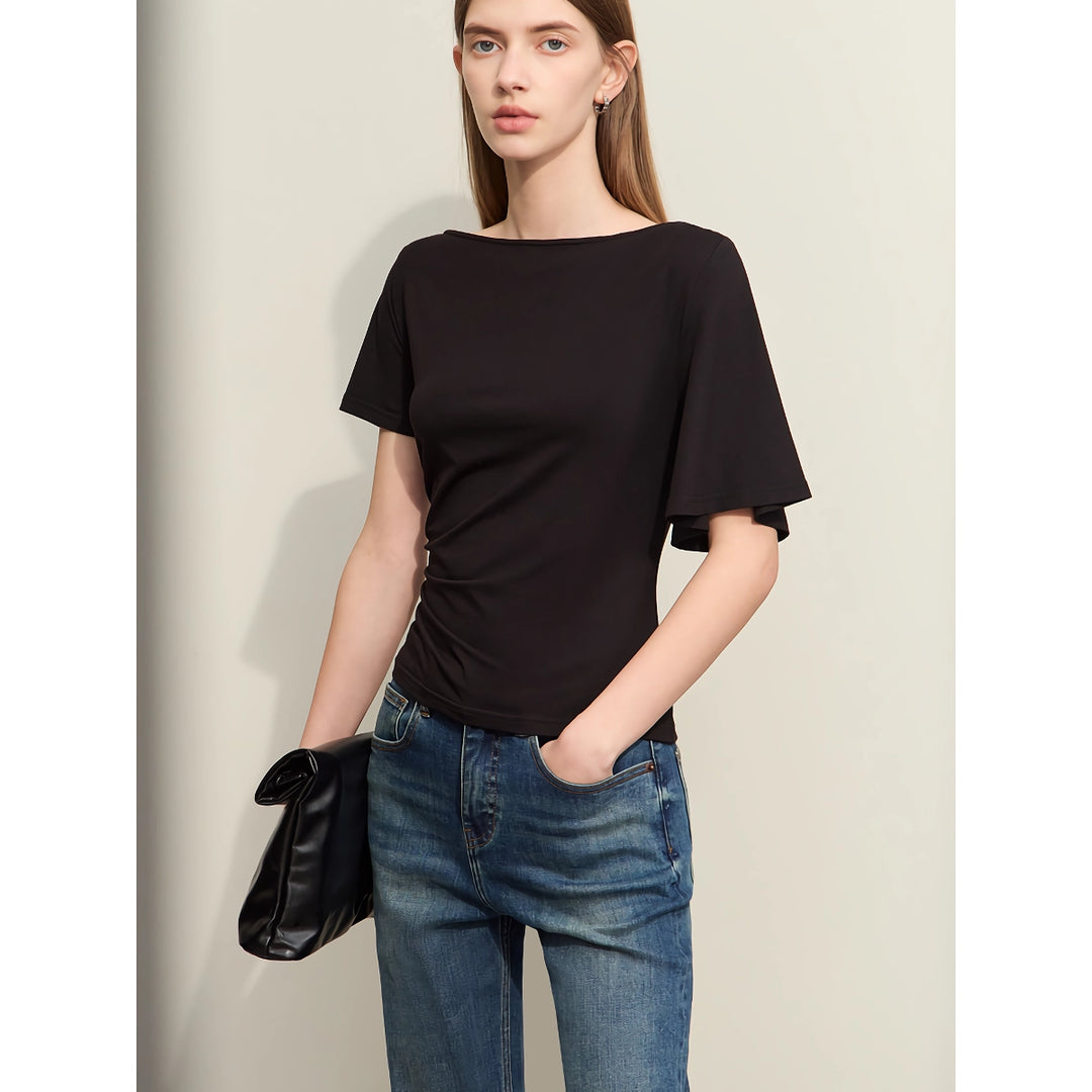 Minimalist Asymmetric Slash Neck Women's T-Shirt