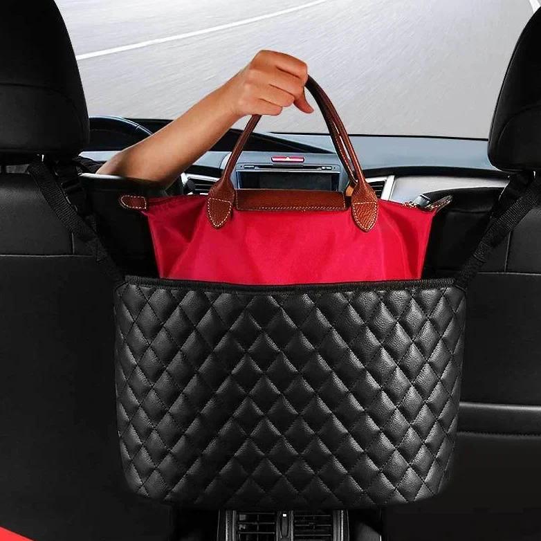 Luxury Car Seat Mesh Handbag Holder & Rear Seat Organizer Barrier