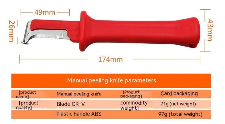 Red Wire Stripper Manual Hide Skinning Knife Insulated Conductor Peeler Electrical Cable Insulation Hide Skinning Knife