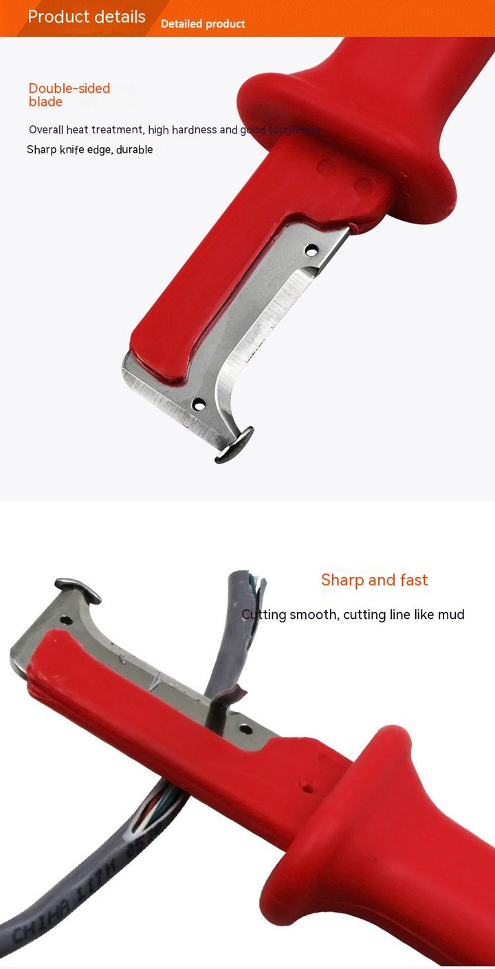 Red Wire Stripper Manual Hide Skinning Knife Insulated Conductor Peeler Electrical Cable Insulation Hide Skinning Knife