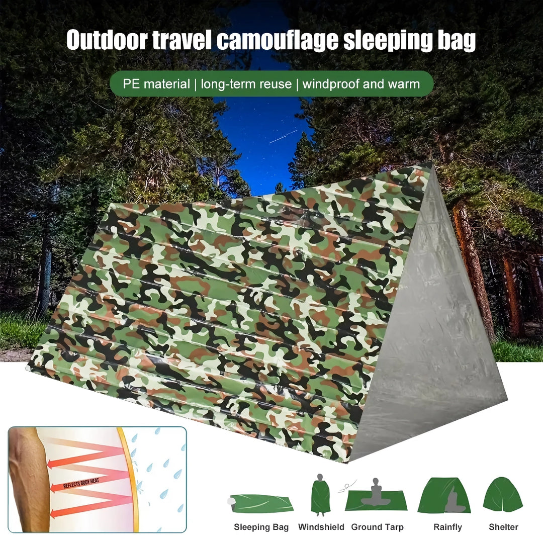 Camouflage Waterproof Emergency Sleeping Bag for Outdoor Camping and Survival