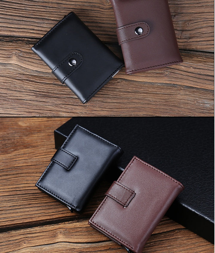 Antimagnetic card wallet aluminum anti-theft brush holder multi-card aluminum alloy card box coin purse leather wallet