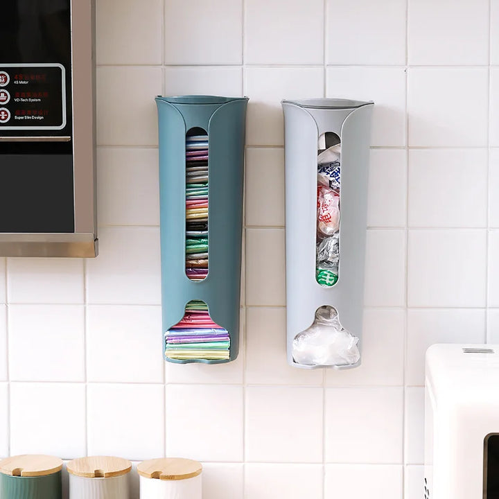 Wall-Mounted Kitchen Plastic Bag Organizer and Dispenser