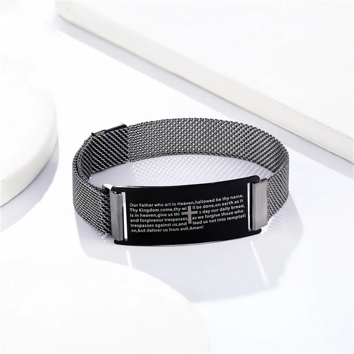 Christian Cross Stainless Steel Magnetic Cuff Bracelet for Men