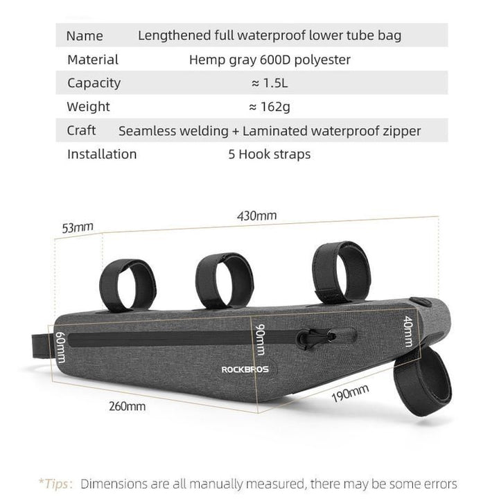 Extended Waterproof Cycling Front Tube Bag