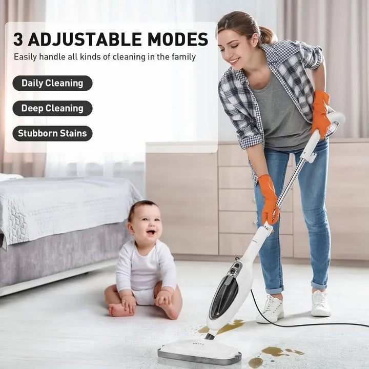 10-in-1 Steam Mop Detachable Steam Cleaner with 3 Microfiber Mop Pads – Multifunctional Floor Steamer