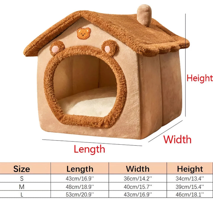 Foldable Plush Dog House - Cozy Winter Pet Sleeping Nest