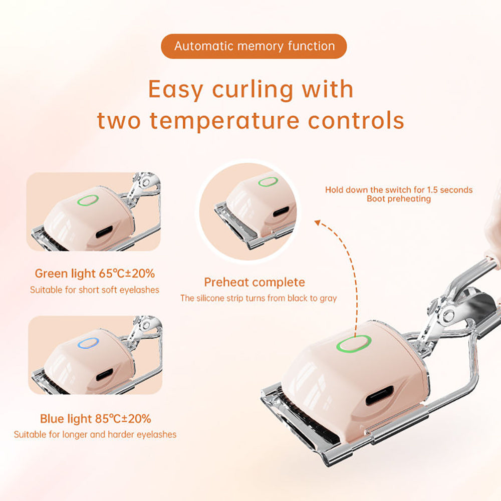 Heated Eyelash Curlers, 3 Heating Modes Electric Eyelash Curler, Rechargeable Portable Eyelash Curler, Quick Natural Curling Eye Lashes Heated Eyelash Curler, Metal Style Design