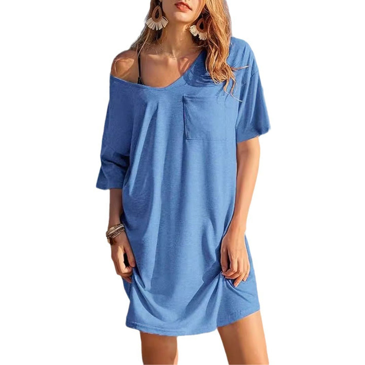 Single Side Chest Pocket Loose Casual And Comfortable T-shirt Dress