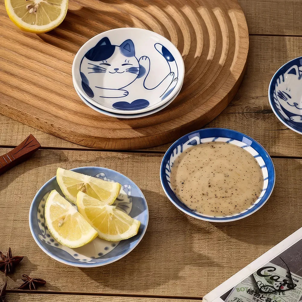 Japanese Lucky Cat Ceramic Sauce Dish