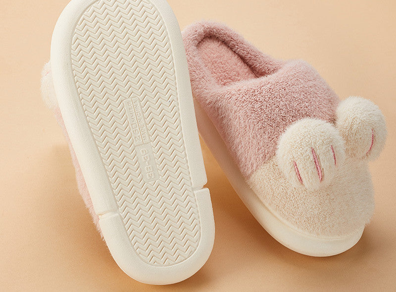 Cat's Claw Cotton Slippers Women Cute Plush