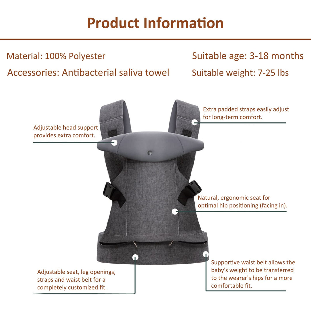 4-in-1 Ergonomic Baby Backpack Carrier