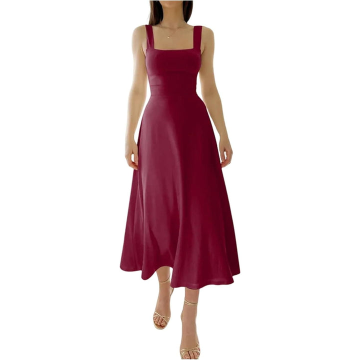 Women's Thick Strap Midi Formal Dress