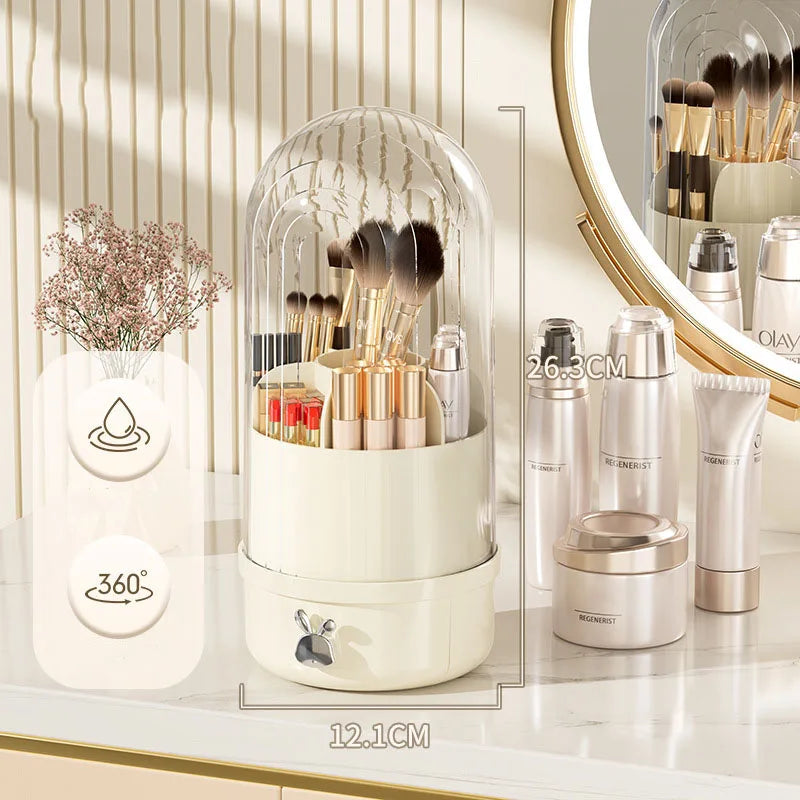 360 Rotating Makeup Brush Holder with Drawer