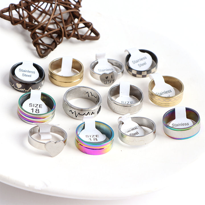 Wholesale 50and100pcs Lot Fashion Stainless Steel Love Stripe Ring