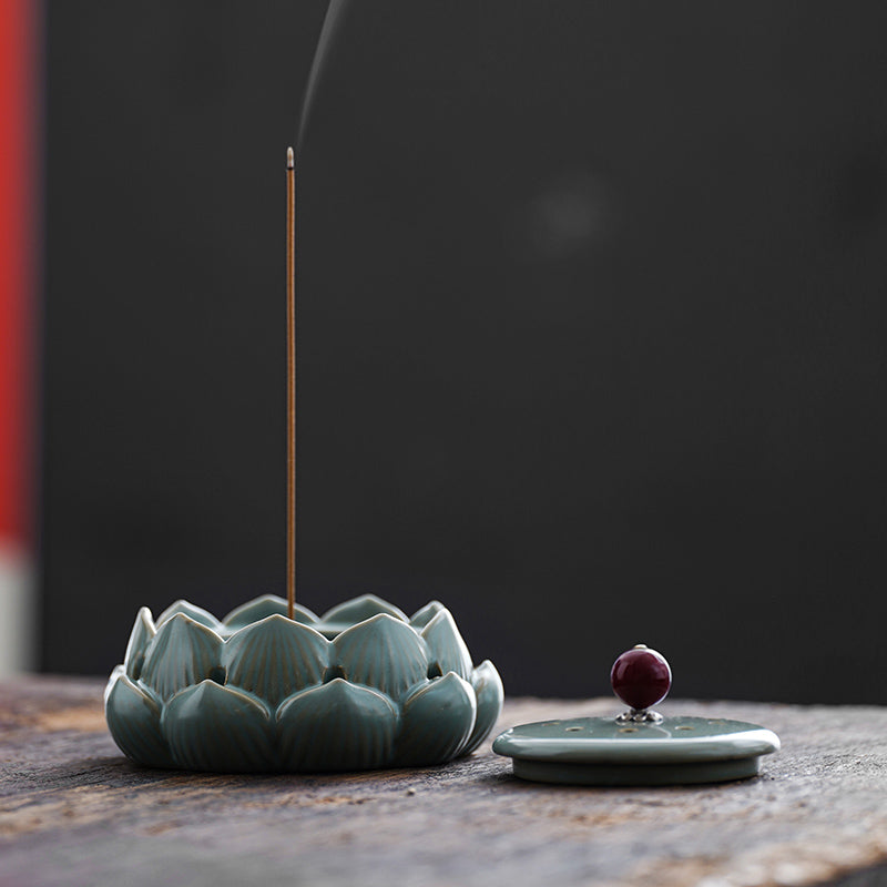 Elegant Lotus Ceramic Incense Burner