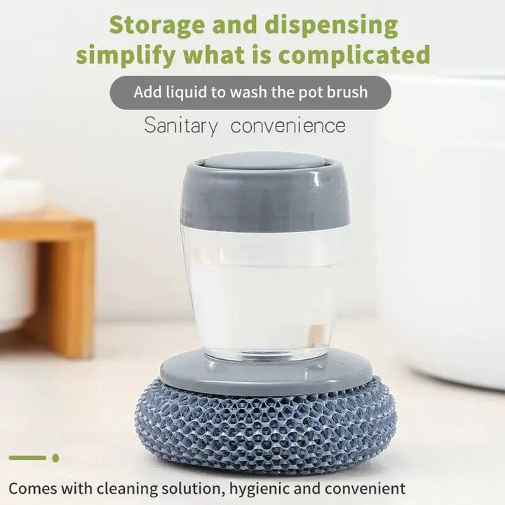2-in-1 Kitchen Cleaning Brush with Soap Dispenser and Stainless Steel Scourer