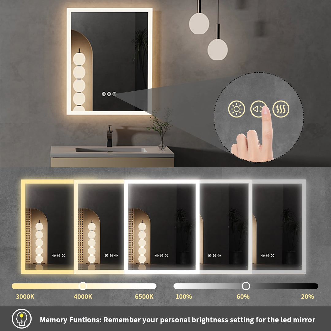 LED Lighted Anti-Fog Bathroom Mirror with Smart Touch